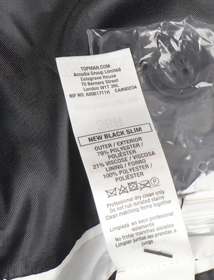 Topman Men's Black Slim Suit Jacket 36R Formal