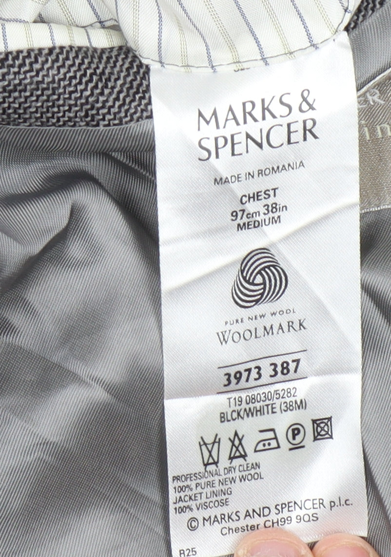 Marks & Spencer Men's Grey Wool Blazer, Size 38R, Formal Wear