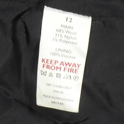 The White Company Women's Black Wool Coat, Size 12