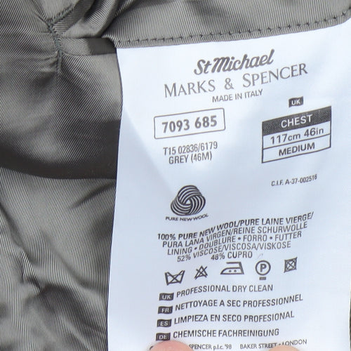 Marks and Spencer Men's Grey Suit Jacket, 46R Wool