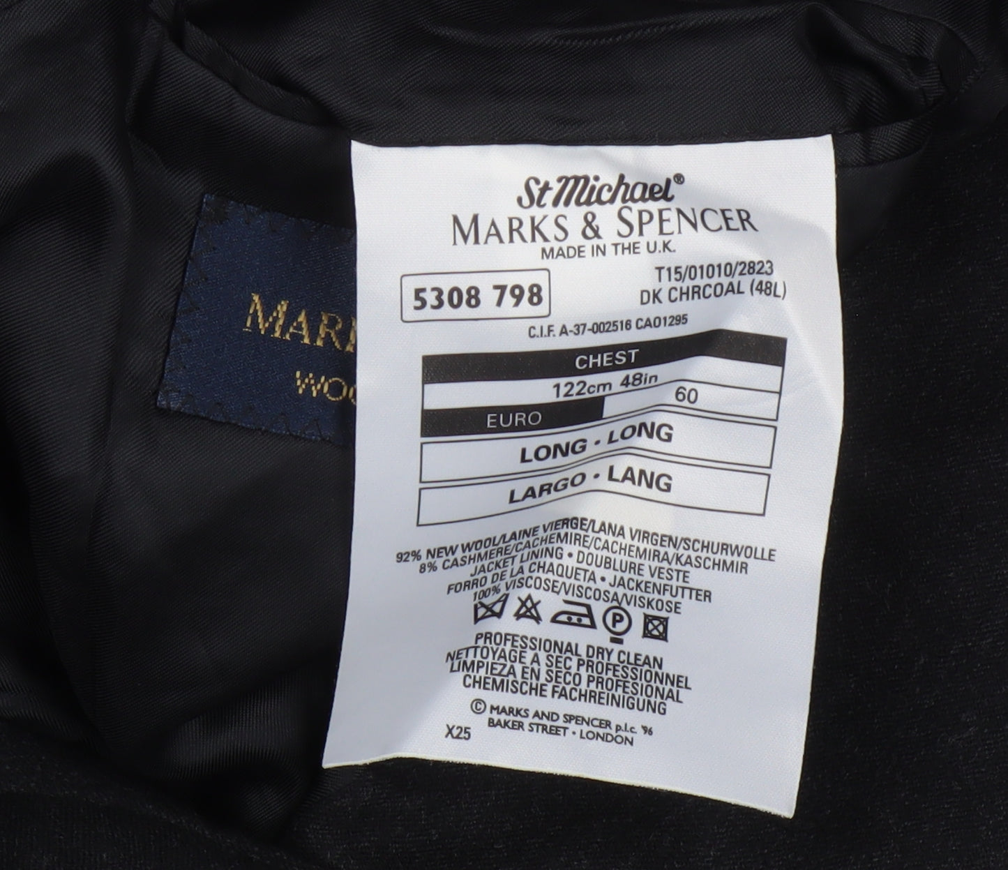 Marks and Spencer Men's Black Blazer 48L Wool Blend