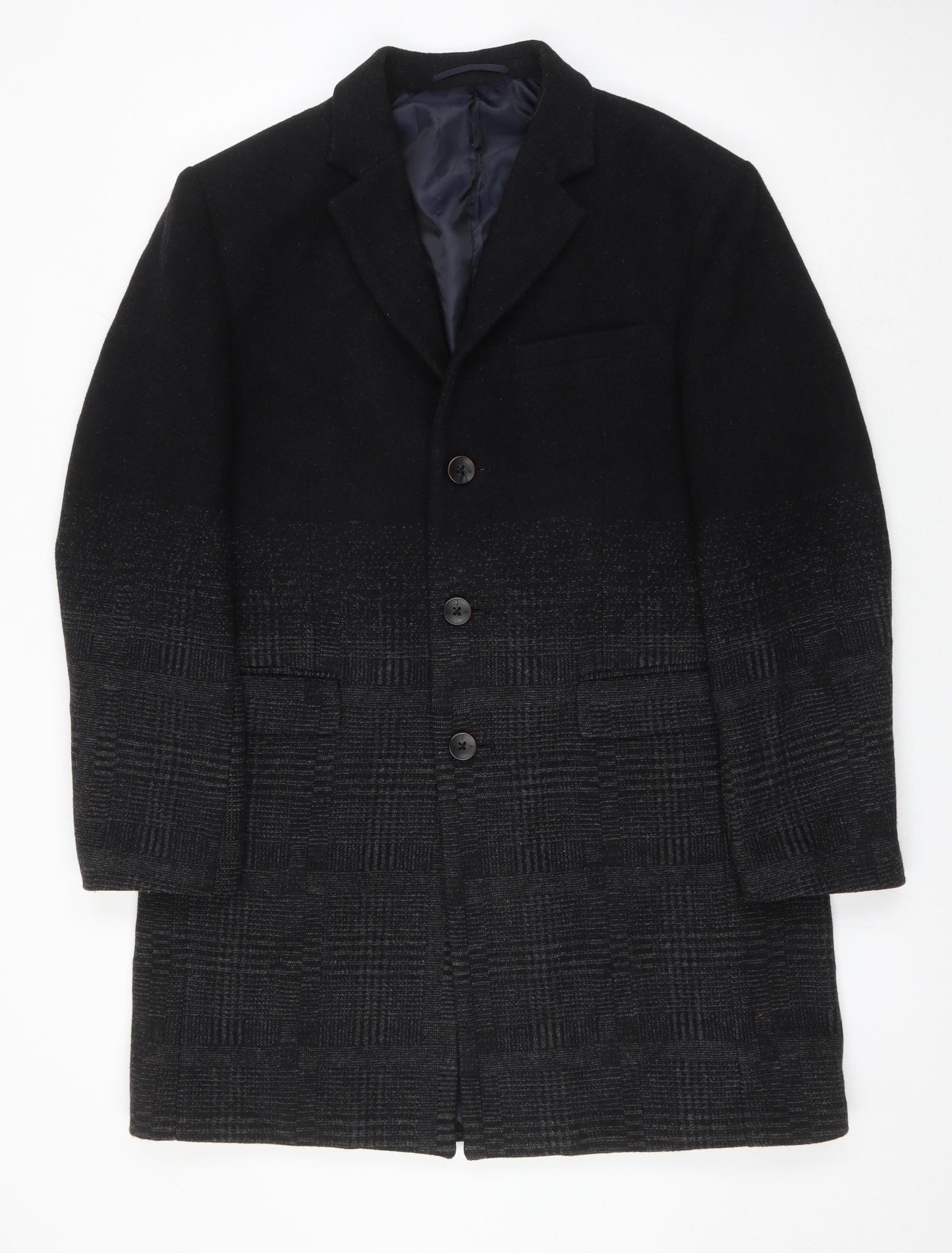 RJR. John Rocha Men's Black Check Overcoat Size 44