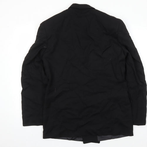 Debenhams Men's Black Wool Blazer, Size 40L, Double-Breasted