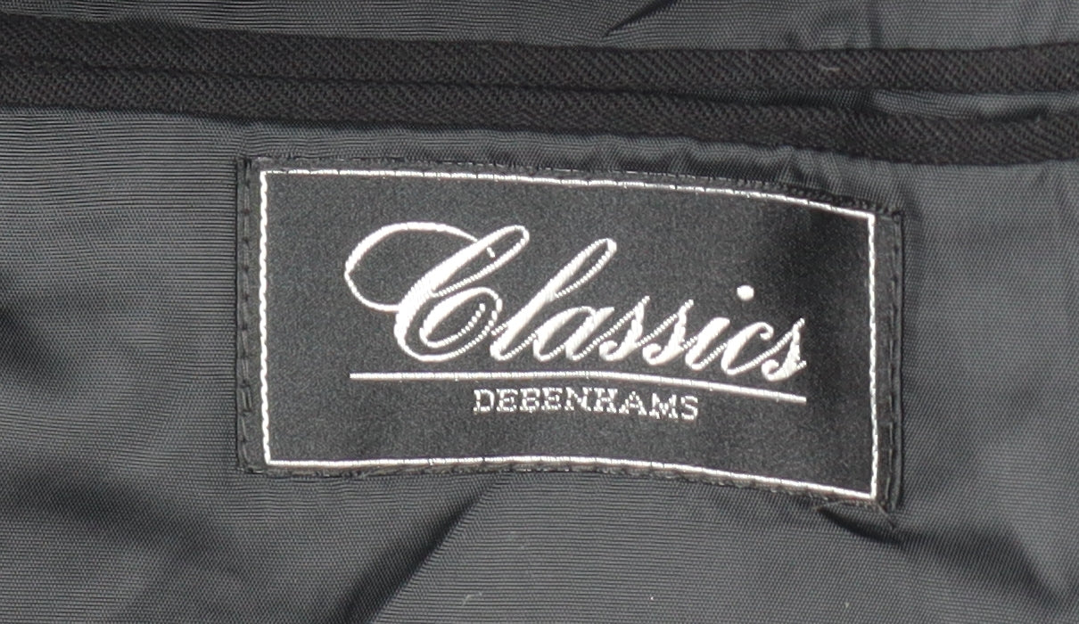 Debenhams Men's Black Wool Blazer, Size 40L, Double-Breasted