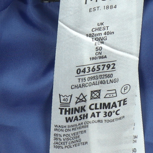 Marks and Spencer Men's Grey Long Blazer Size 40L