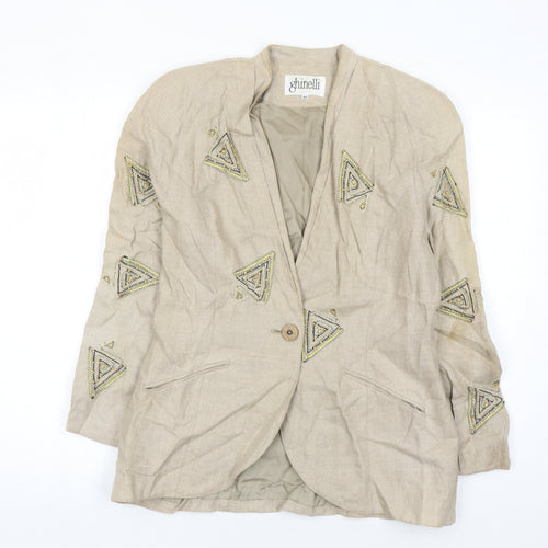 Ghinelli Beige Women's Suit Jacket - Size 12