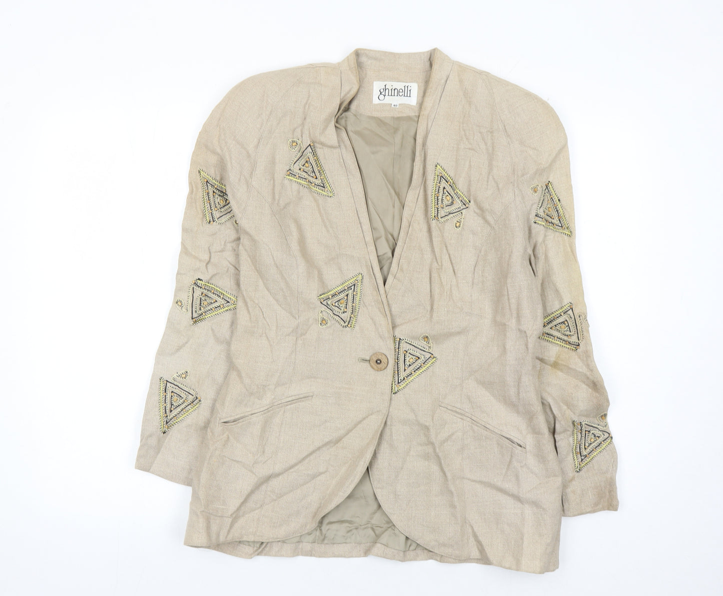 Ghinelli Beige Women's Suit Jacket - Size 12