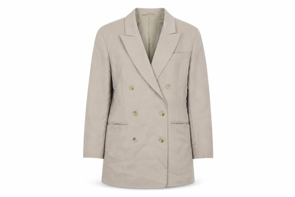Front view of Marks & Spencer Women's Beige Wool Blazer 10