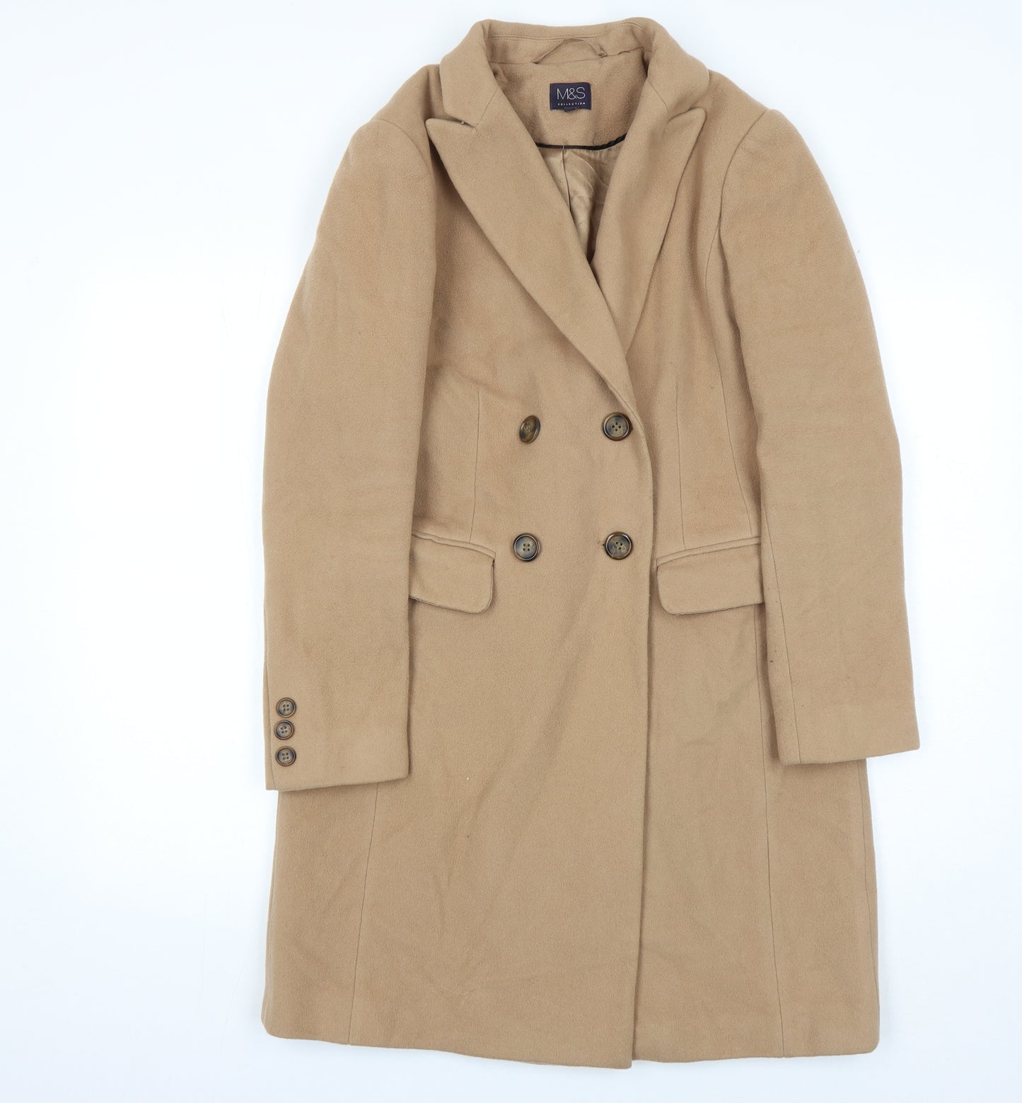 Marks and Spencer Beige Wool Blend Women's Coat Size 10