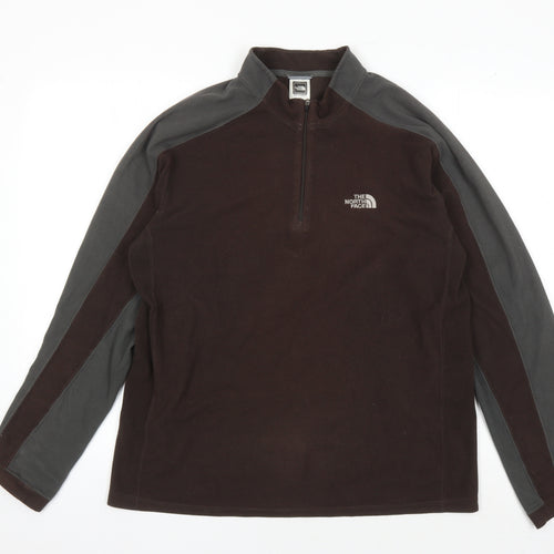 The North Face Men's Brown 1/4 Zip Fleece Sweatshirt M