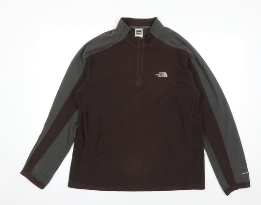 The North Face Men's Brown 1/4 Zip Fleece Sweatshirt M