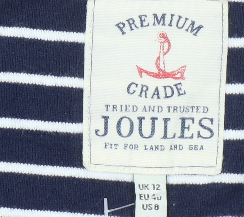 Joules Women's Blue Striped Long Sleeve T-Shirt Size 12