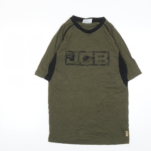 JCB Men's Green Cotton Short Sleeve T-Shirt, Size S