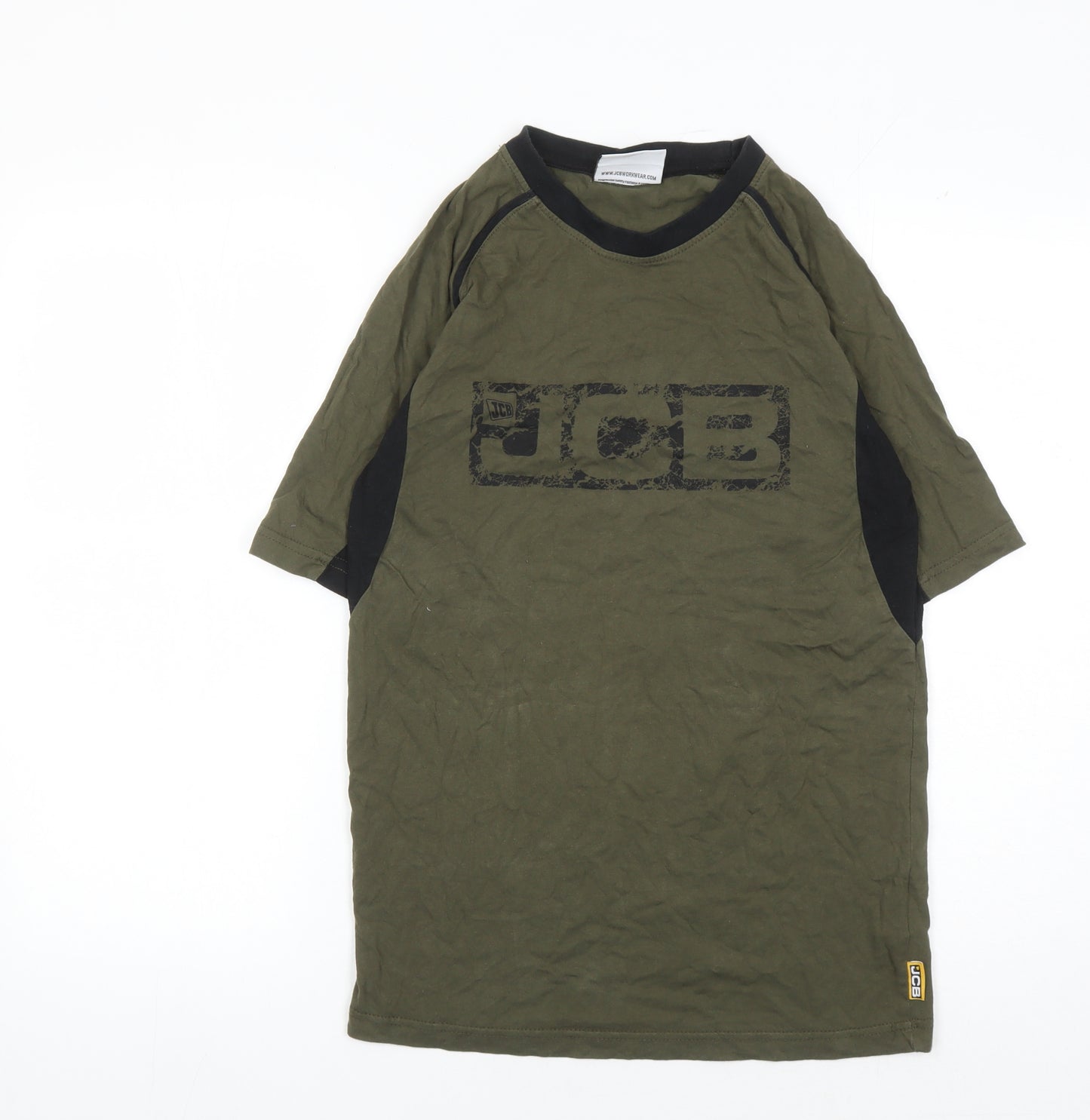 JCB Men's Green Cotton Short Sleeve T-Shirt, Size S