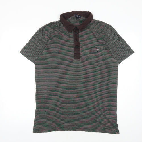 Paul Smith Men’s Brown Striped Polo Shirt 2XL