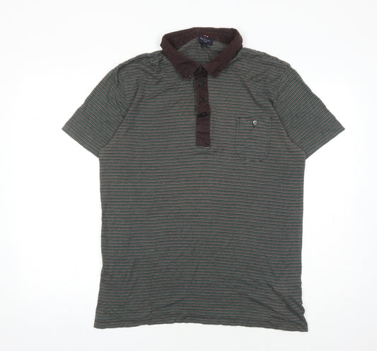 Paul Smith Men’s Brown Striped Polo Shirt 2XL