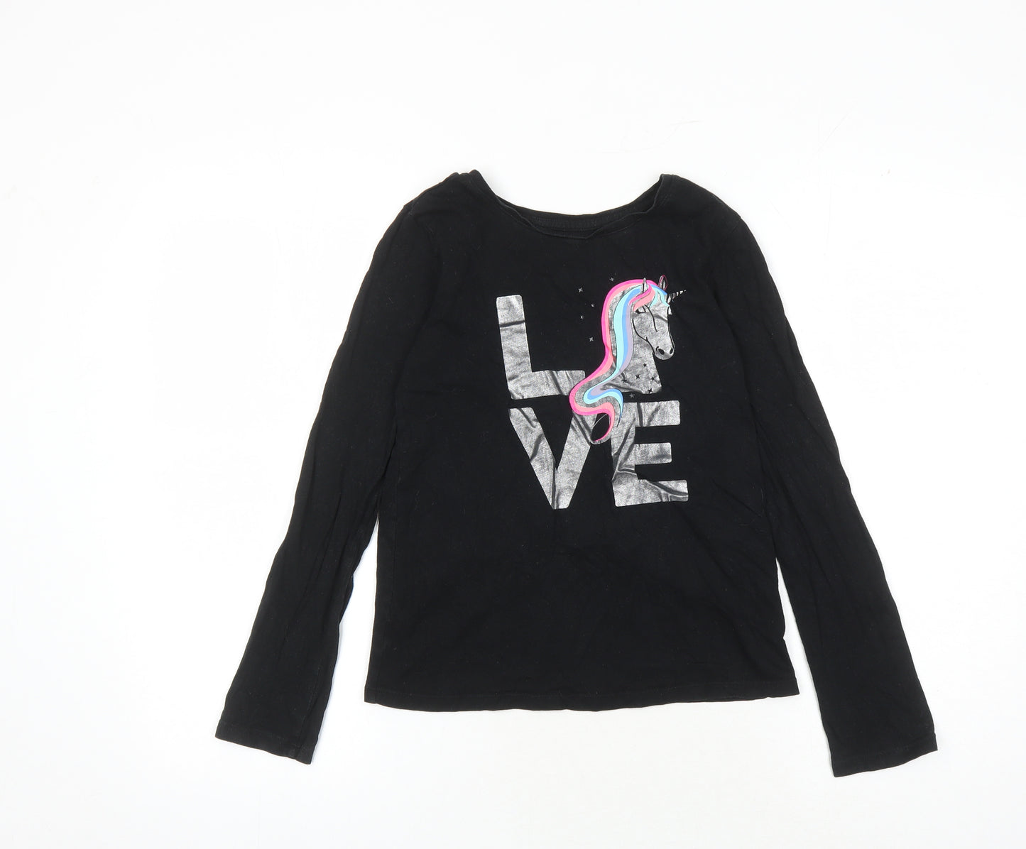 Gap Girls Black Unicorn Graphic Long Sleeve T-Shirt 12-13 Years