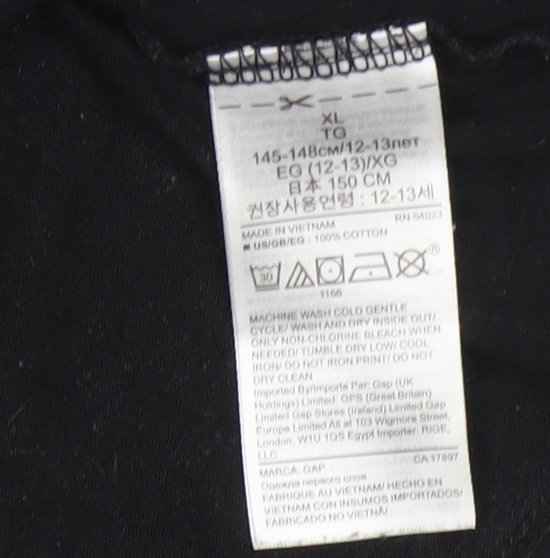 Gap Girls Black Unicorn Graphic Long Sleeve T-Shirt 12-13 Years