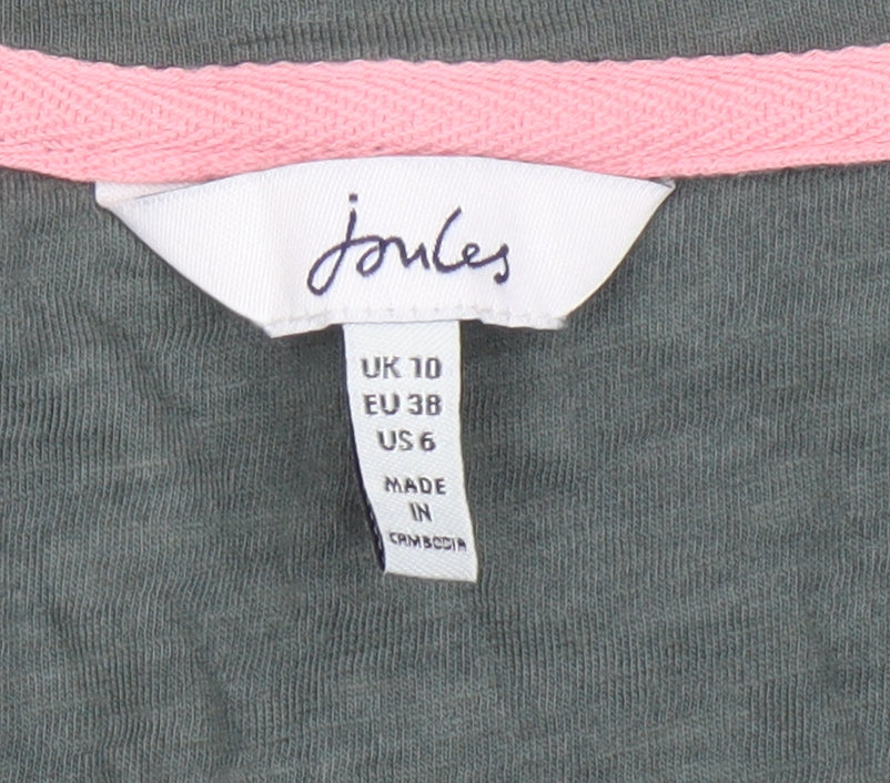 Joules Women's Green Floral T-Shirt, Size 10, V-Neck