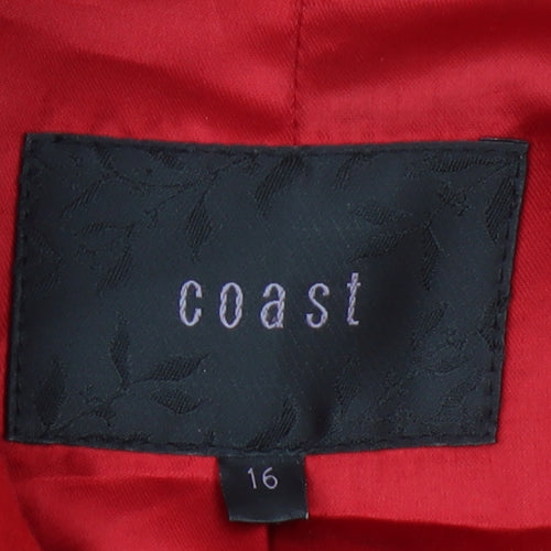 Coast Women Red Overcoat Size 16 Classic Formal