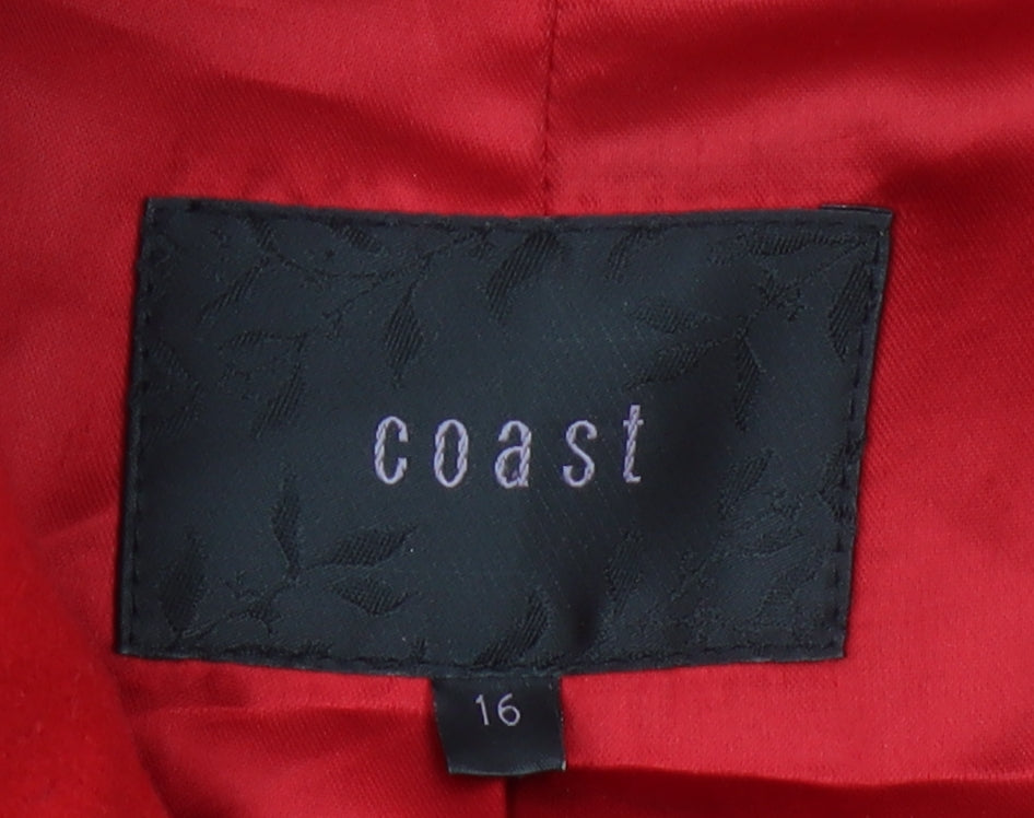 Coast Women Red Overcoat Size 16 Classic Formal