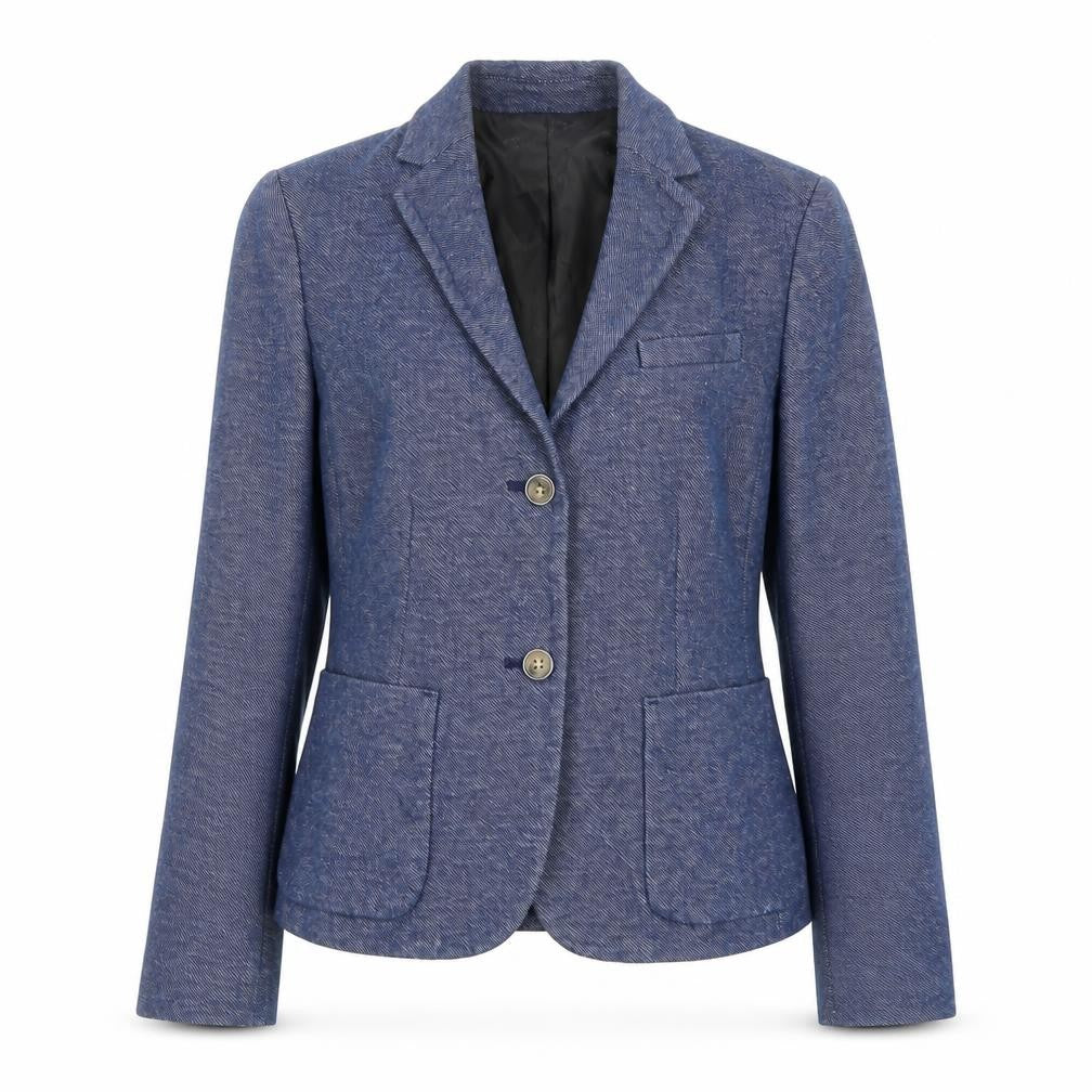Front view of Gap Women's Blue Blazer, size 10, - Modern Style