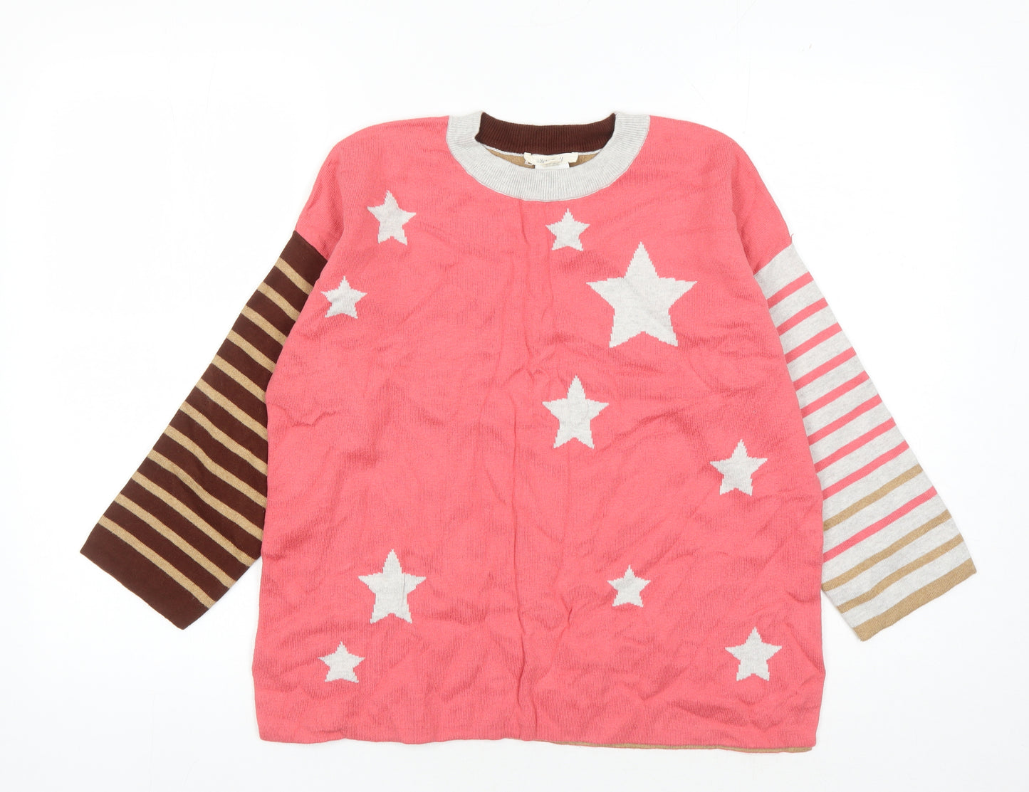 White Stuff Pink Stars Pullover Jumper, Women's Size 12