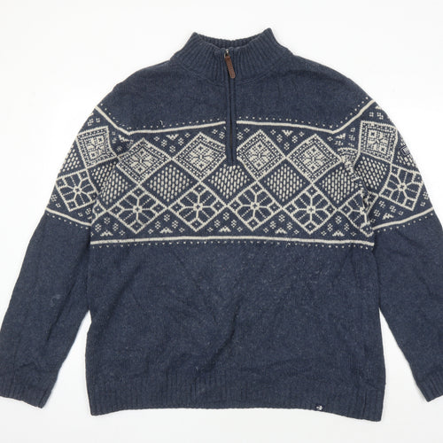 Brakeburn Men's Blue Geometric Pullover Jumper 2XL