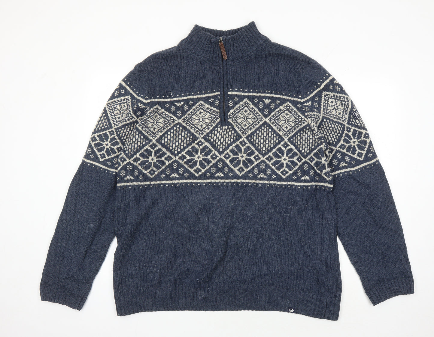 Brakeburn Men's Blue Geometric Pullover Jumper 2XL