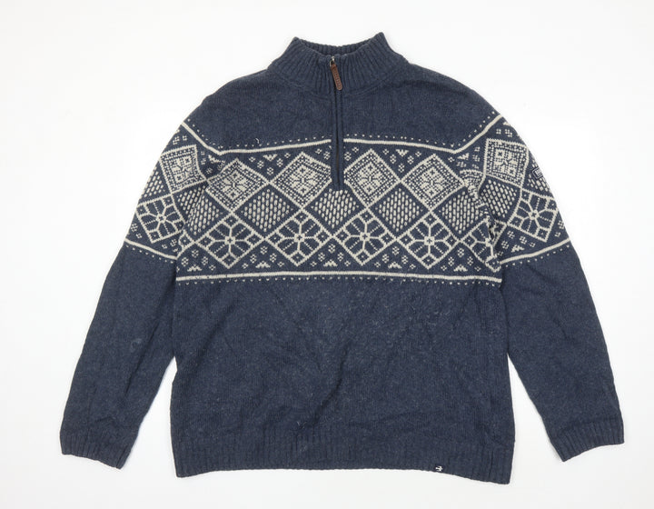 Brakeburn Men's Blue Geometric Pullover Jumper 2XL