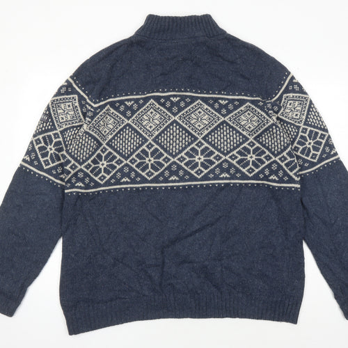 Brakeburn Men's Blue Geometric Pullover Jumper 2XL