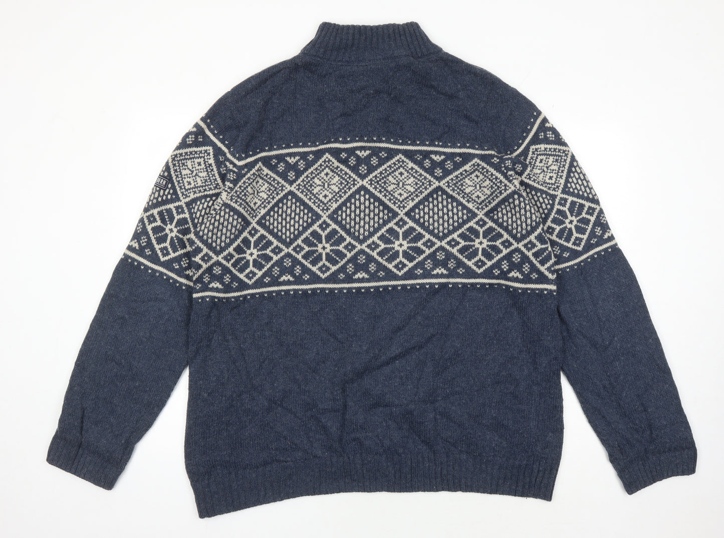 Brakeburn Men's Blue Geometric Pullover Jumper 2XL