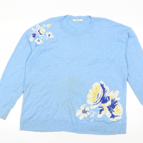 WoolOvers Women's Blue Floral Pullover Jumper L