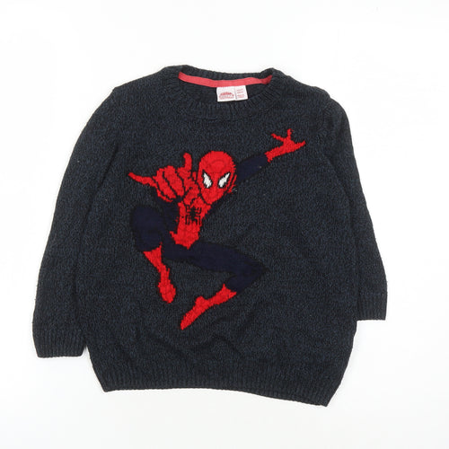 Spiderman Boys Charcoal Pullover Jumper 7-8 Years