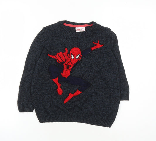 Spiderman Boys Charcoal Pullover Jumper 7-8 Years