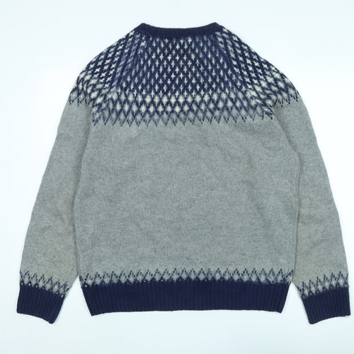 Bellfield Men's Grey XL Fair Isle Pullover Jumper