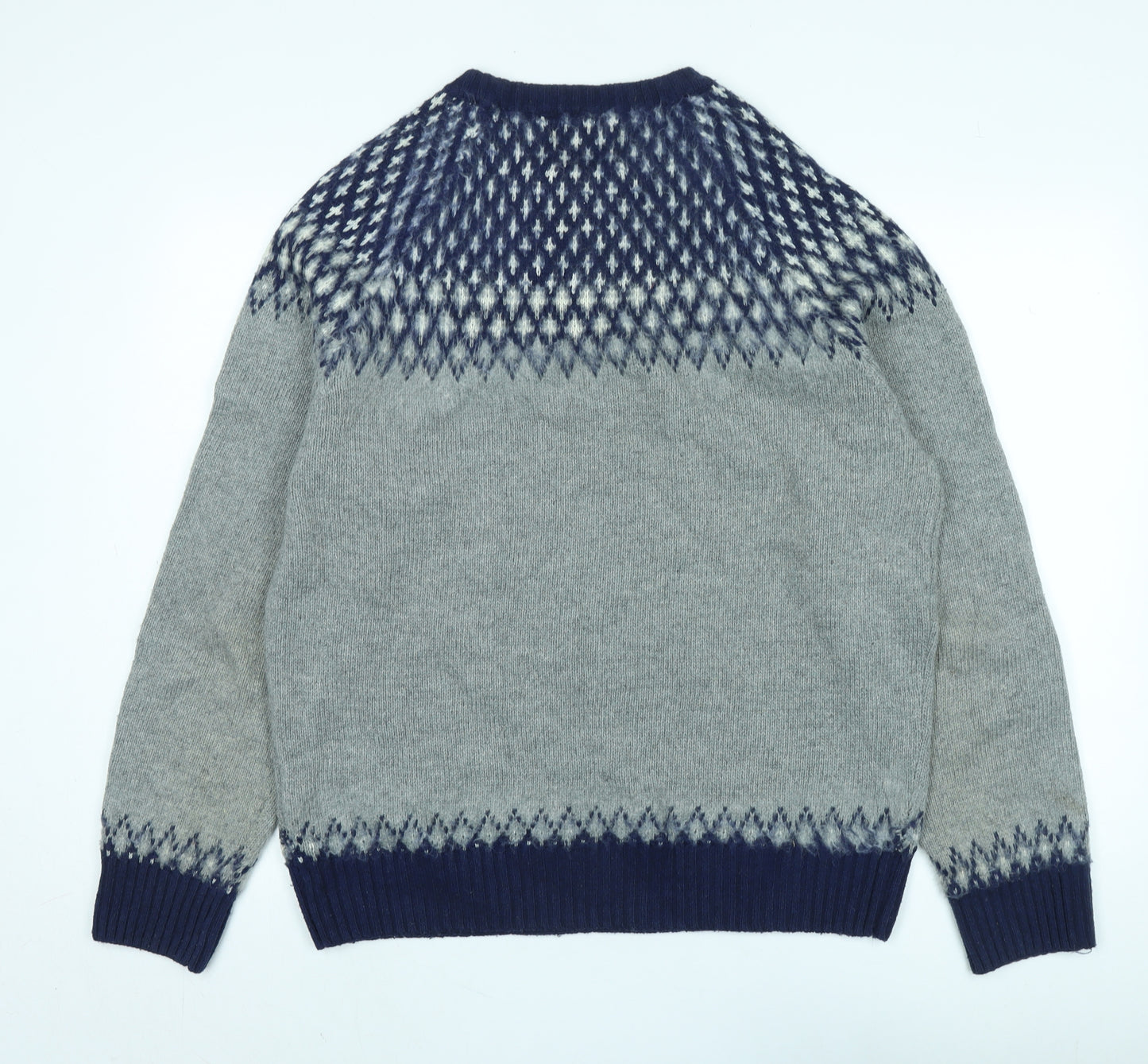 Bellfield Men's Grey XL Fair Isle Pullover Jumper