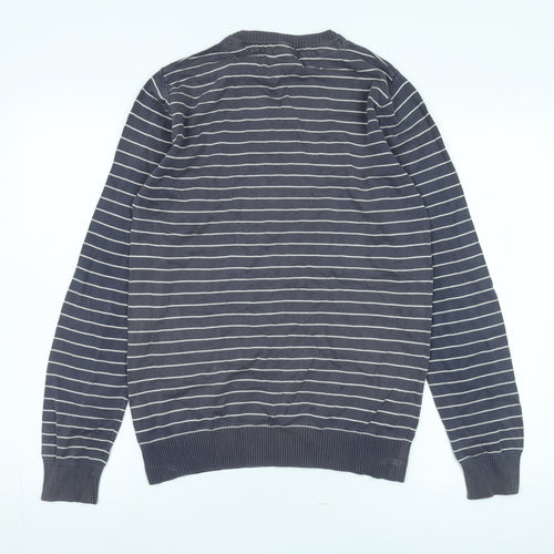 Vintage Ethnic Men's Blue XL Striped Pullover Jumper