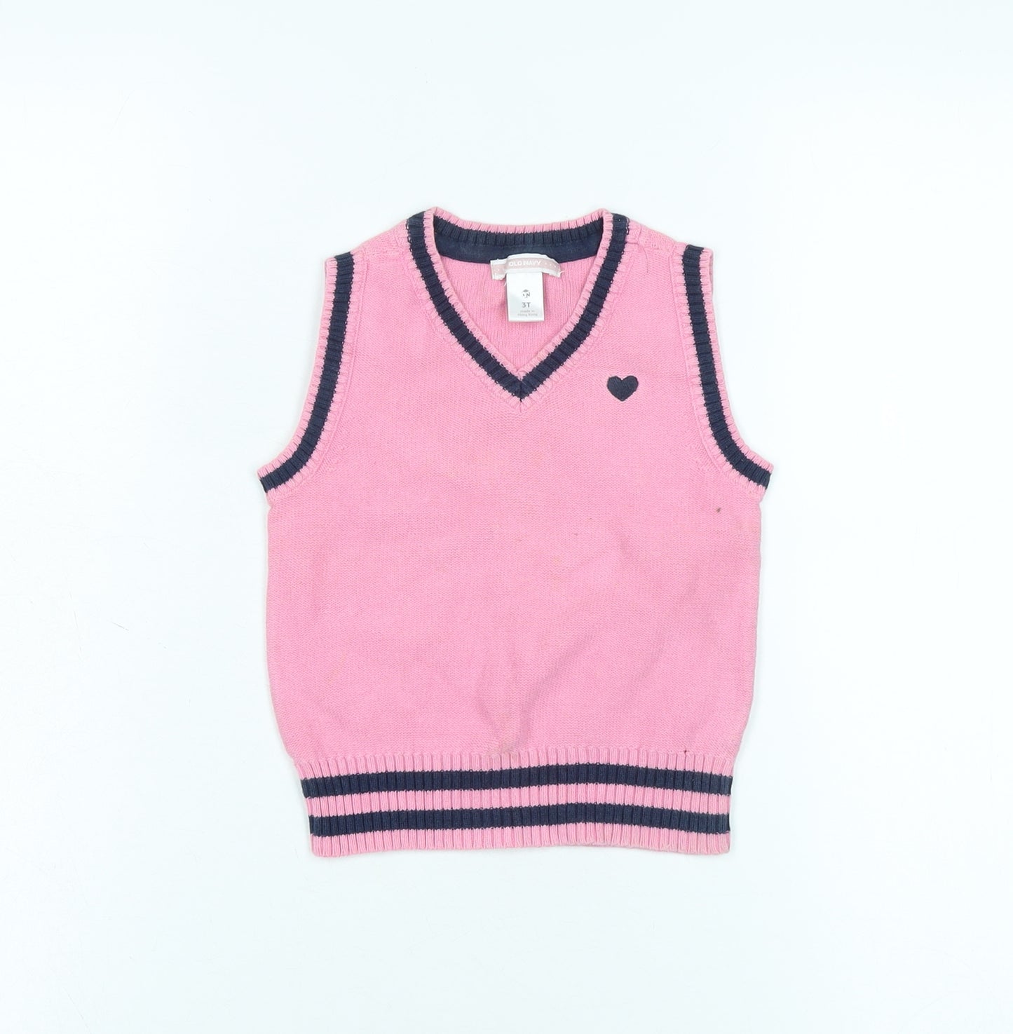 Old Navy Girls Pink Cotton Vest Jumper 3 Years, Casual Wear
