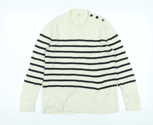 Hush Women's Ivory Striped Pullover Jumper XS