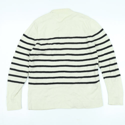 Hush Women's Ivory Striped Pullover Jumper XS