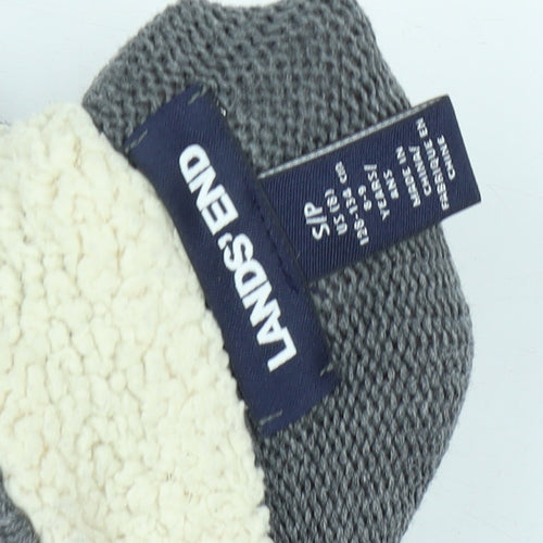 Lands' End Boys Grey Striped Pullover Roll Neck Jumper - Size 5 Years