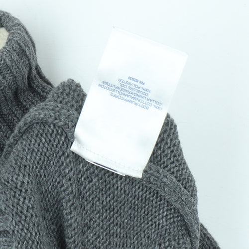 Lands' End Boys Grey Striped Pullover Roll Neck Jumper - Size 5 Years