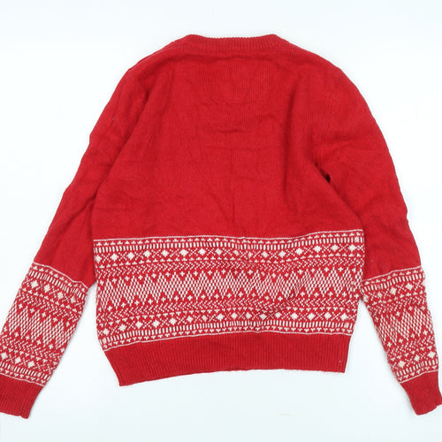 Jack Wills Women's Red Fair Isle Knit Jumper Size 8