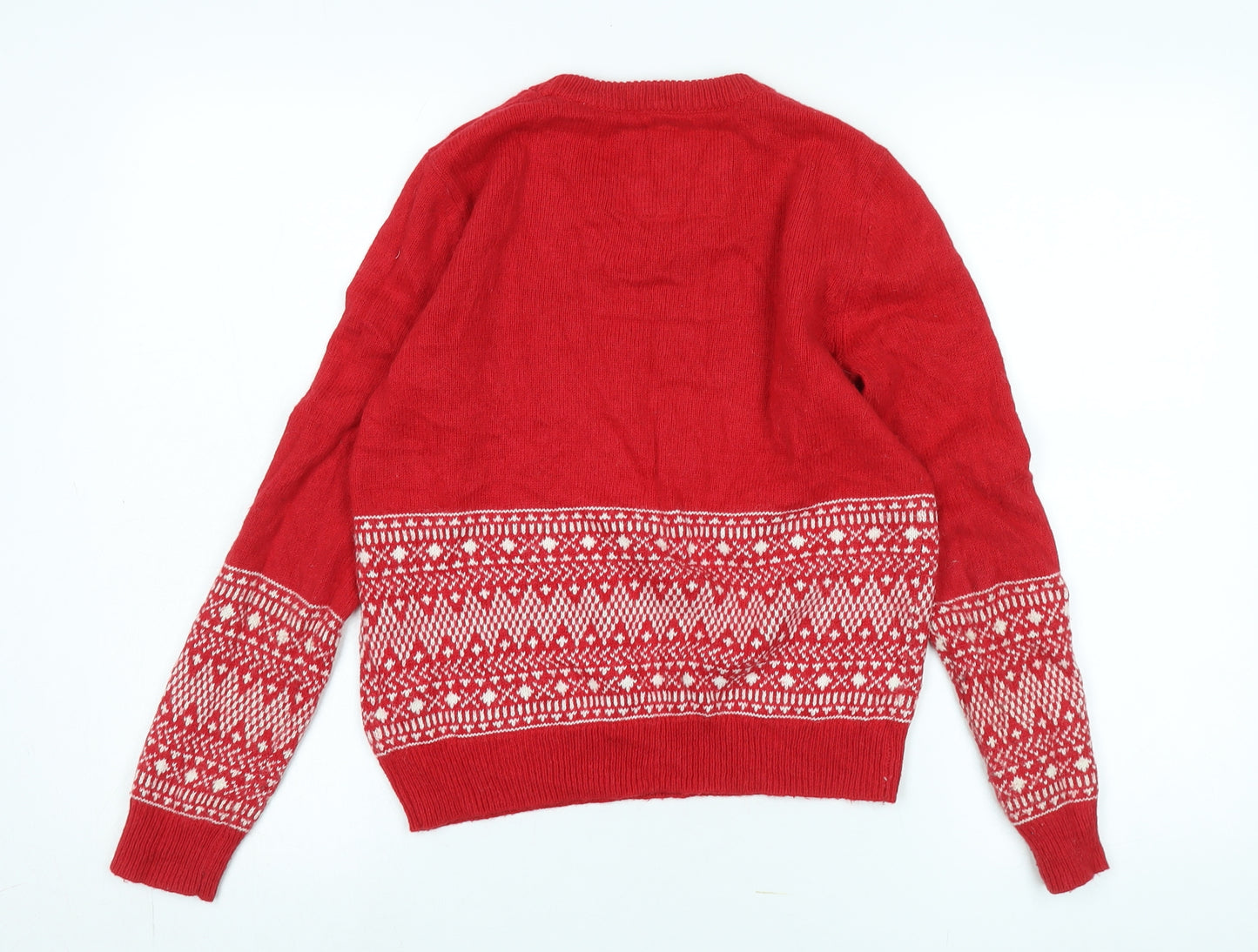 Jack Wills Women's Red Fair Isle Knit Jumper Size 8