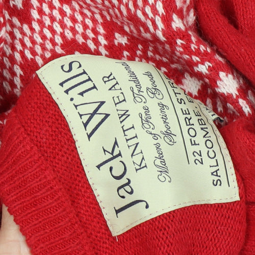 Jack Wills Women's Red Fair Isle Knit Jumper Size 8