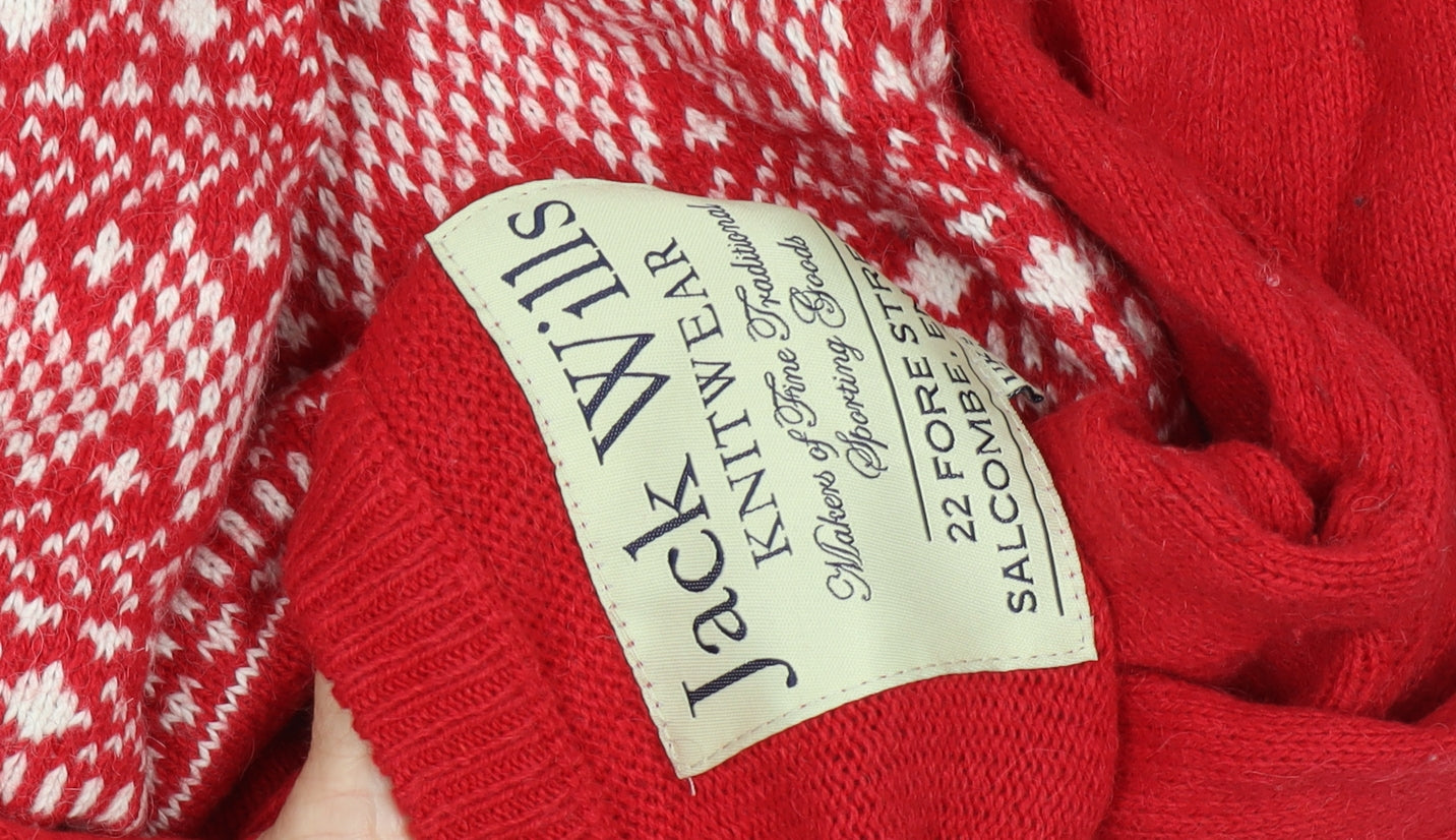 Jack Wills Women's Red Fair Isle Knit Jumper Size 8