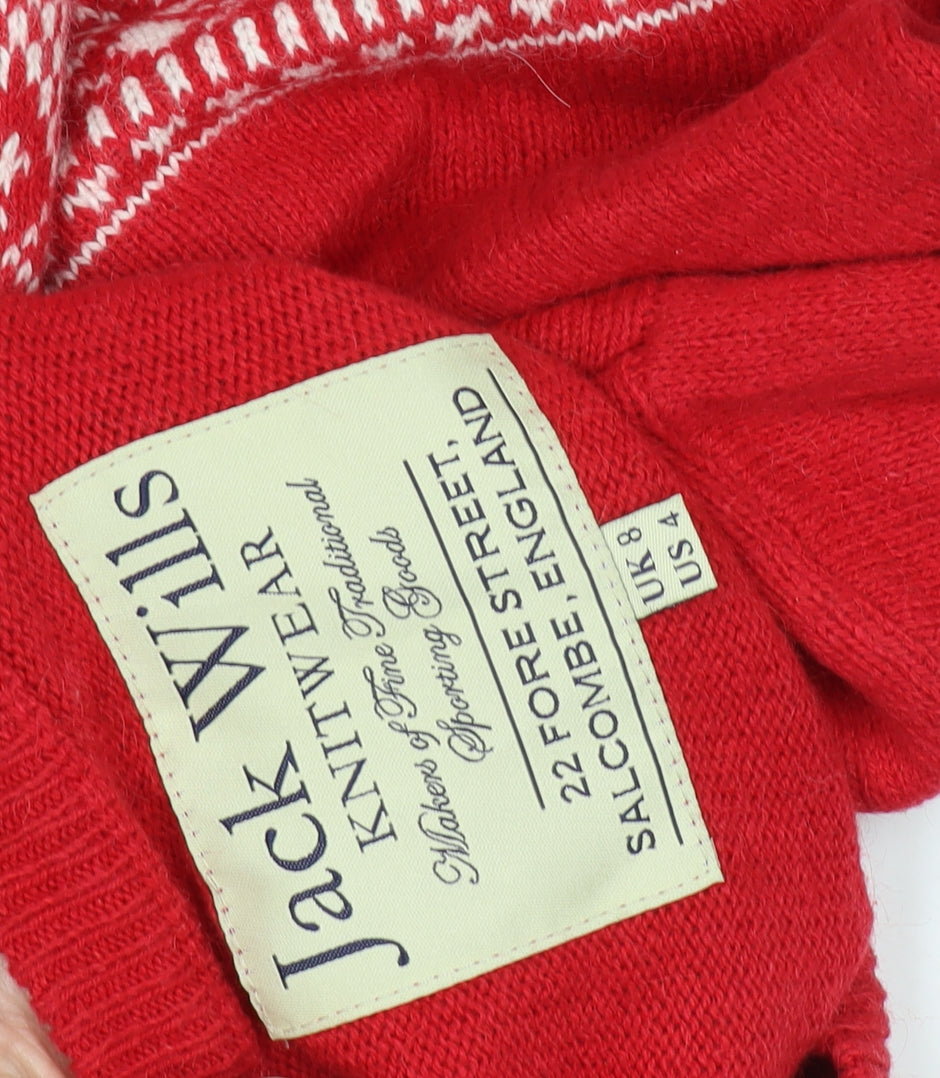 Jack Wills Women's Red Fair Isle Knit Jumper Size 8