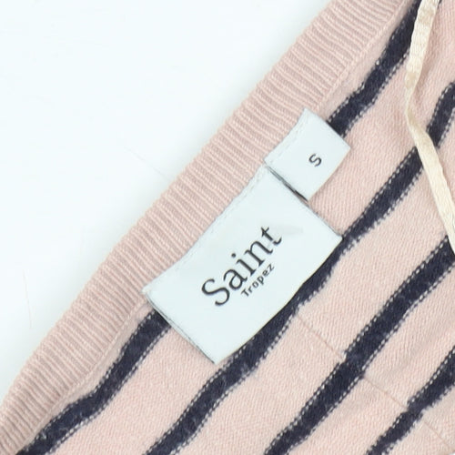 Saint Tropez Women's Pink Striped V-Neck Pullover - S