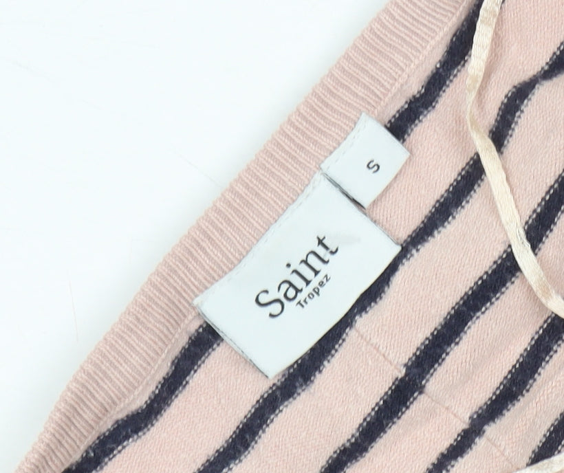 Saint Tropez Women's Pink Striped V-Neck Pullover - S